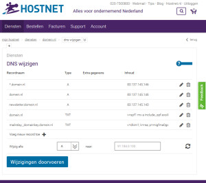 Hostnet DNS overzicht